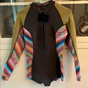 Colorful Striped Wetsuit with Front Zipper